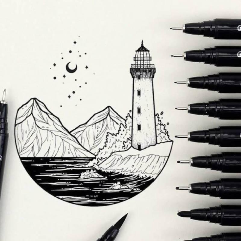 Guangna Black Micro-Pen Fineliner Ink Pens,Waterproof Archival Ink Fine Point Micro Drawing Pens for Art Watercolor, Sketchin