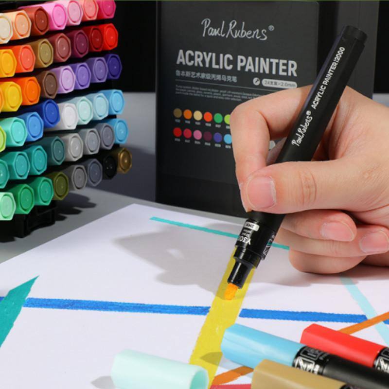  Guangna 24 Colors Acrylic Paint Pens Brush Dual Tip