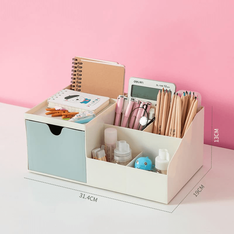 My Space Organizers White Desk Organizer, 9 Compartments, Office Supplies  and Desk Accessories Organizer, Pen Holder, Office Decor Desktop Organizer