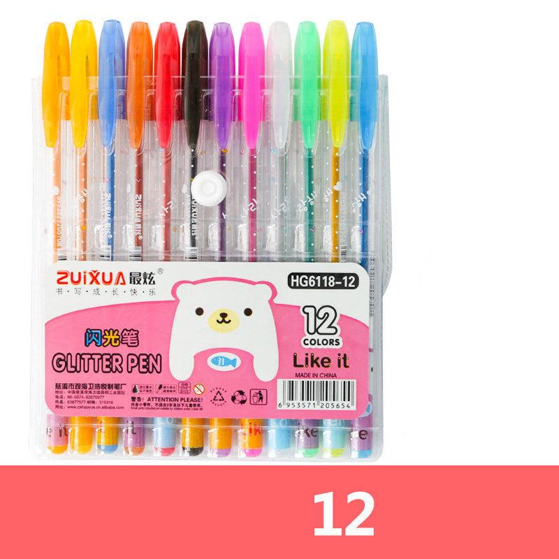 ZuiXua 12 Colors Gel Pens Set Color Glitter Metallic Pens Gift for Kids Drawing, Size: 85 ml