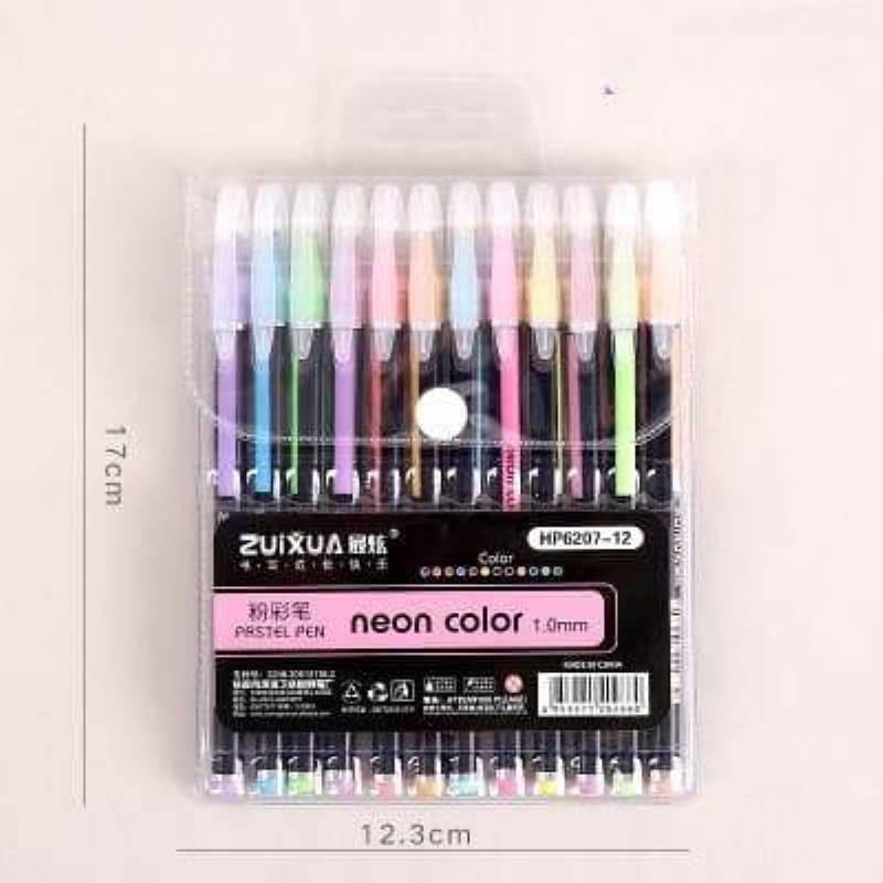 Zuixua Metal Neon Color Gel Pens Pack of 12 colors - Nib Size: 1 mm