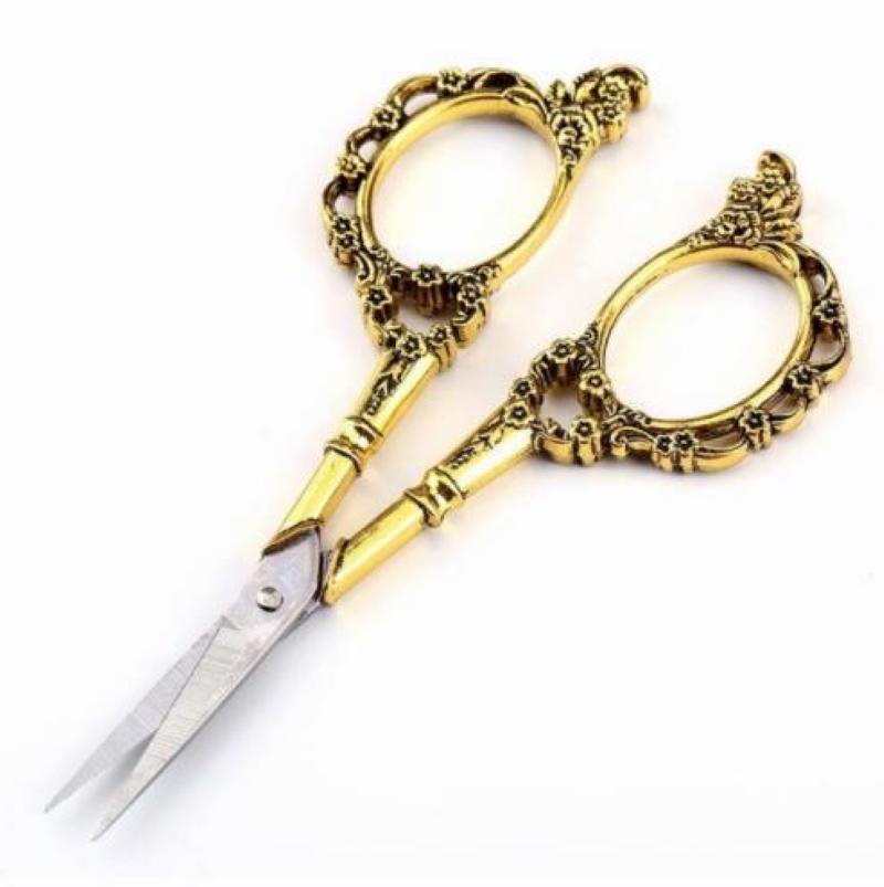 1928 Jewelry Antiqued Gold-Tone Floral Scissors