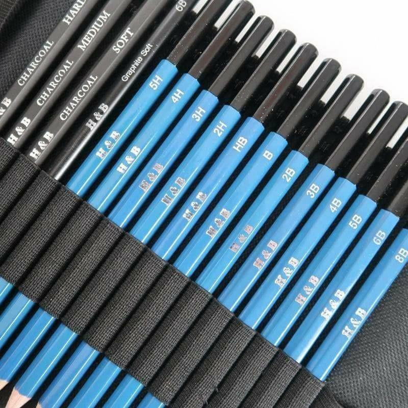  H & B 12 PCS Pencil Drawing Kit, H-4H, F, HB, B-6B Graphite  and Charcoal Sketch Pencil Set for Beginners, Professional Artists : Arts,  Crafts & Sewing