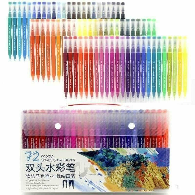 KINGART® Soft Tip Watercolor Brush Marker Set With Case, Set of 12