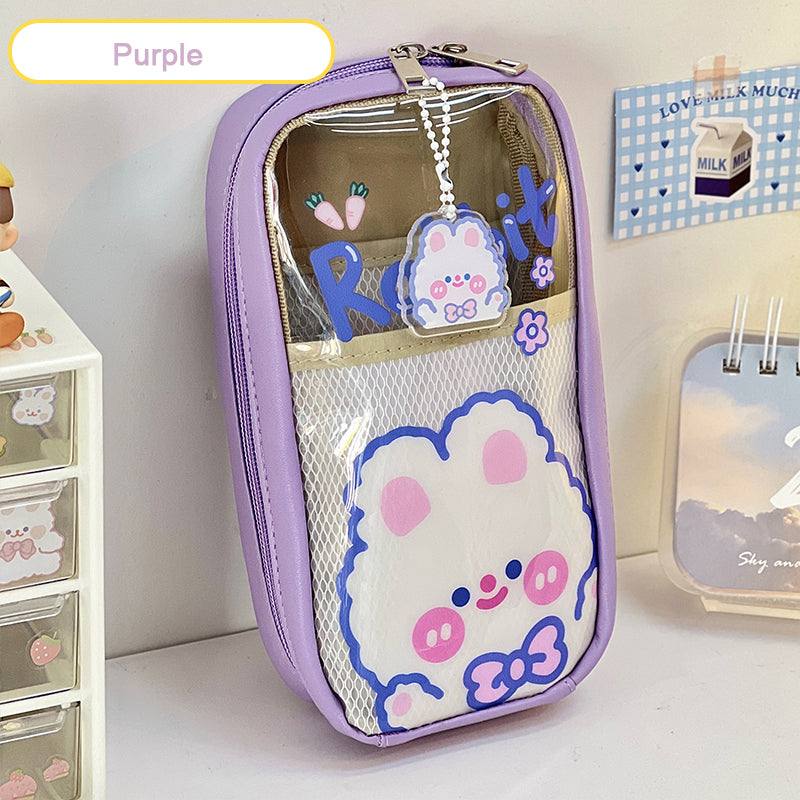 Purple Kawaii Pencil Case, Pastel Pencil Case Big