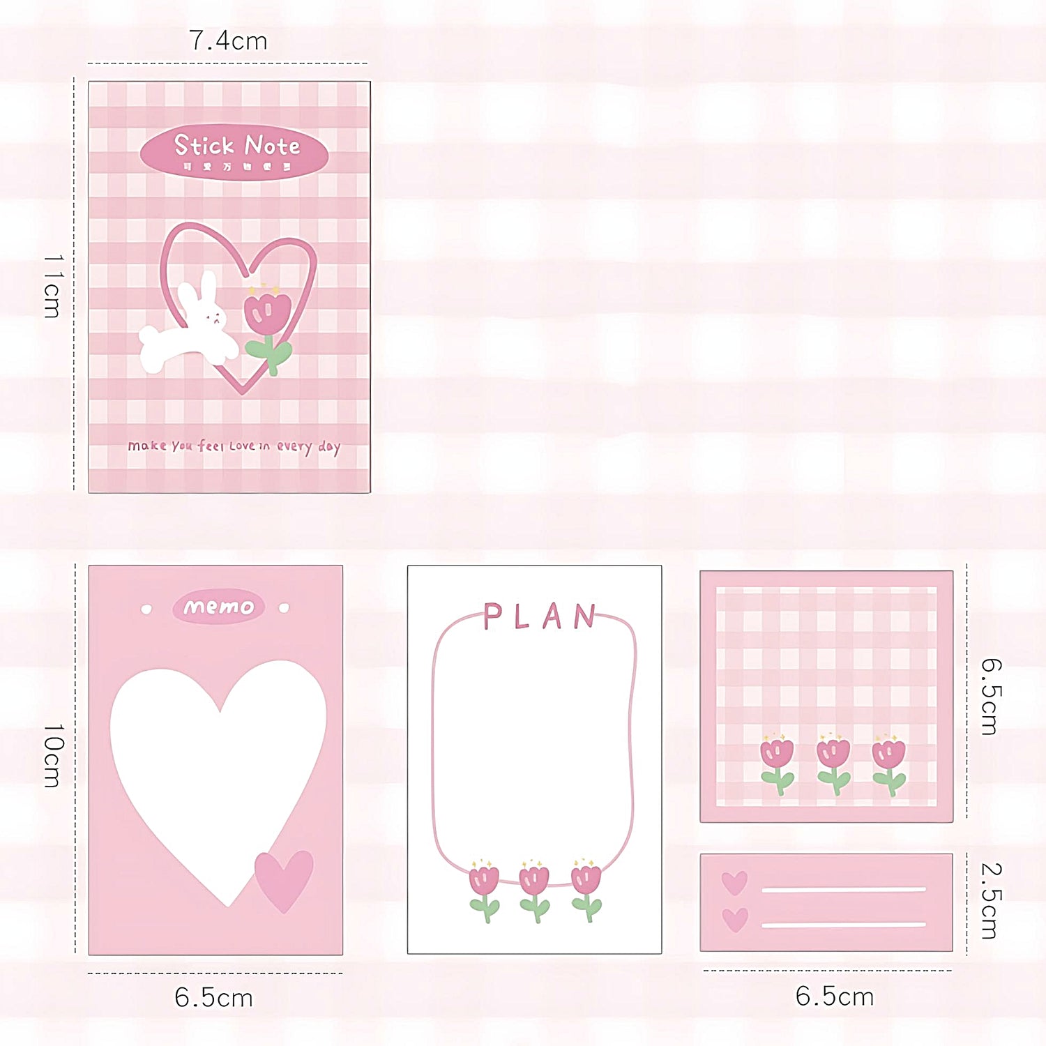 Cute Sticky Note Set - Kawaii Stationery